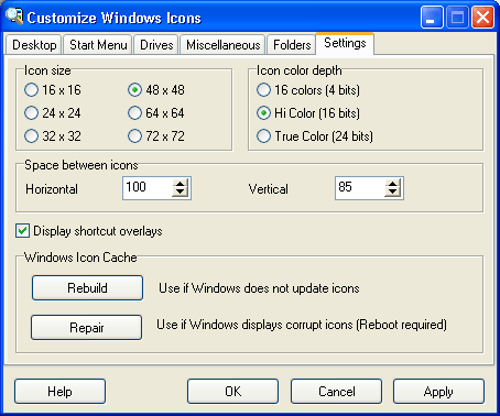 Desktop settings